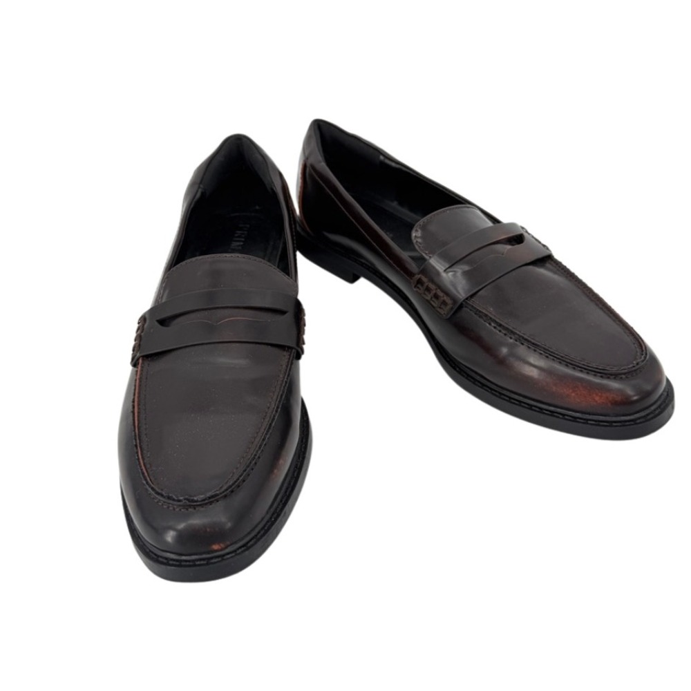 Primark Penny Loafers Faux Leather Slip On Dark Brown Classic Professional Sz 8